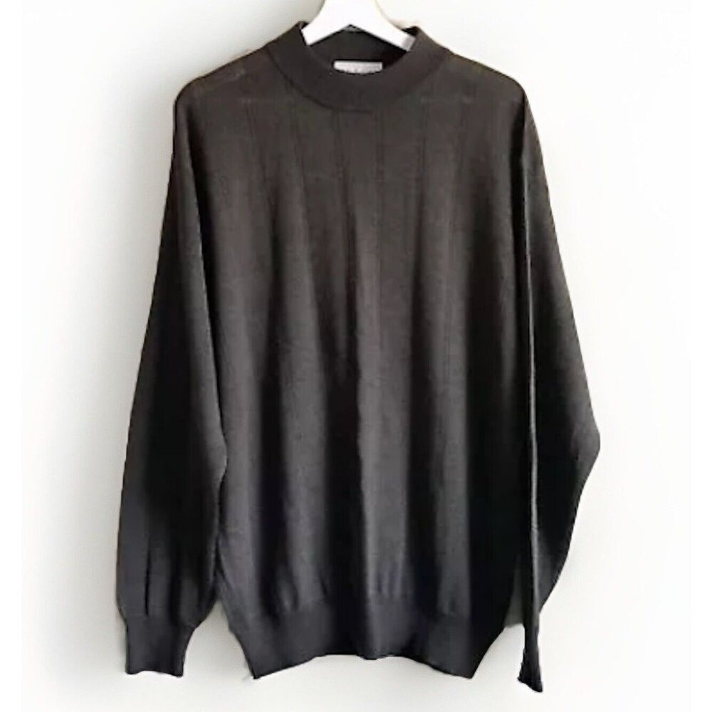 Vintage Murano Sweater Mens Size XXL Pullover Wool Blend Mock Neck‎ Brown